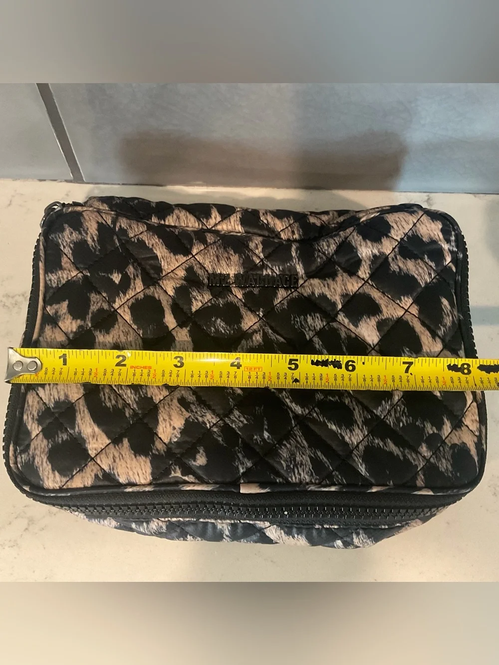 MZ Wallace Leopard Animal Print Zip Around Cosmetic Case